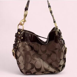 Coach Dark Brown Signature Shoulder Bag
